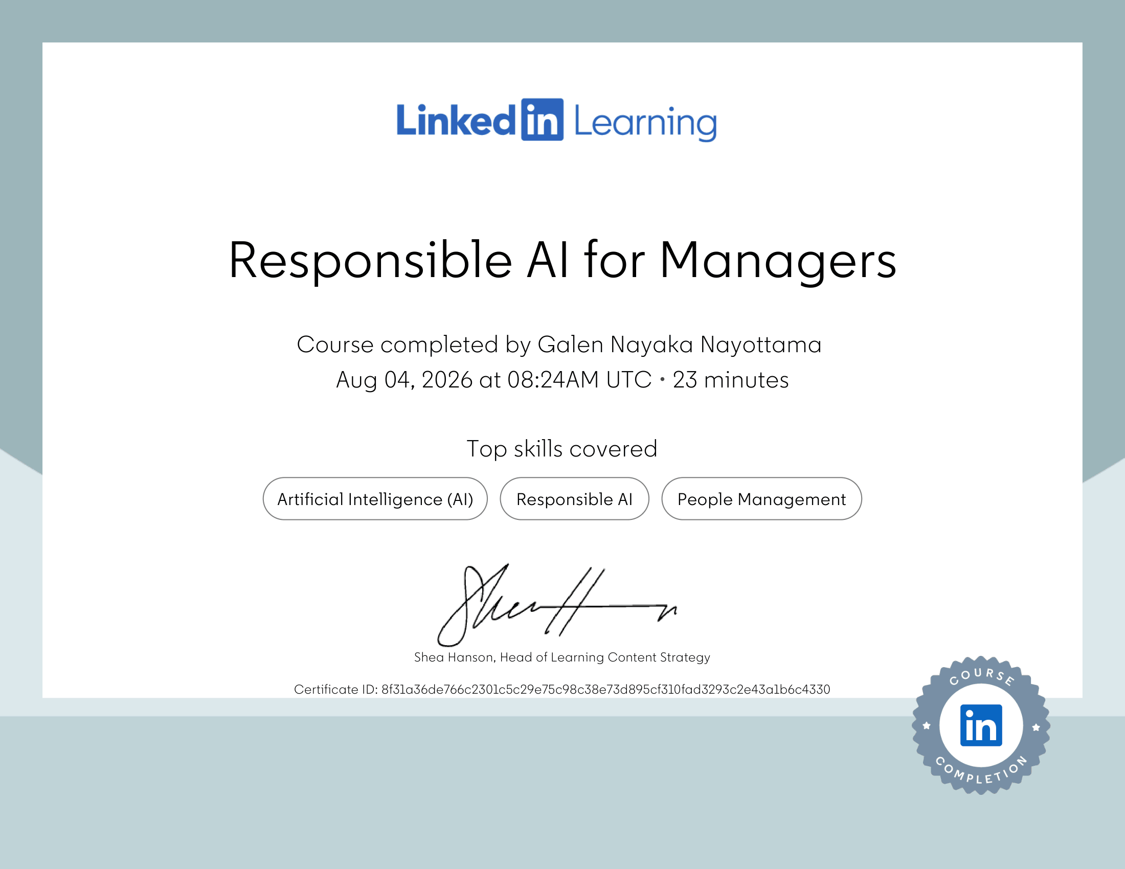Responsible AI for Managers Certificate